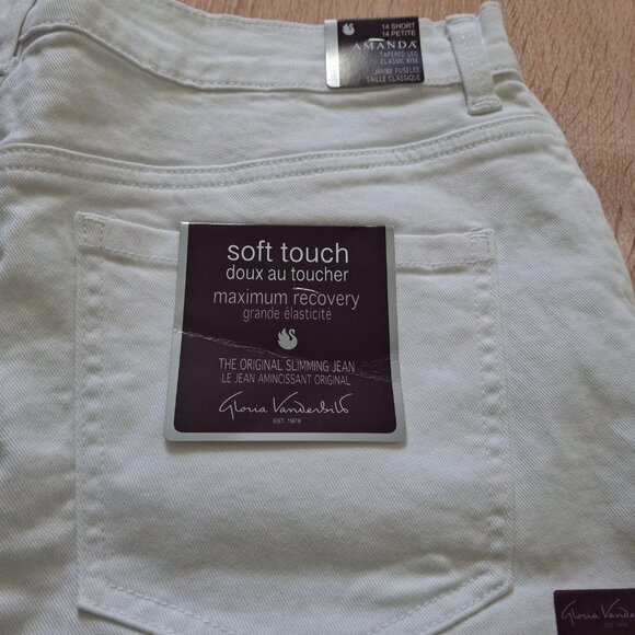 Gloria Vanderbilt HighRise White Jeans Sz 14P Tapered Leg Comfy Cotton NewWTags - Picture 15 of 15